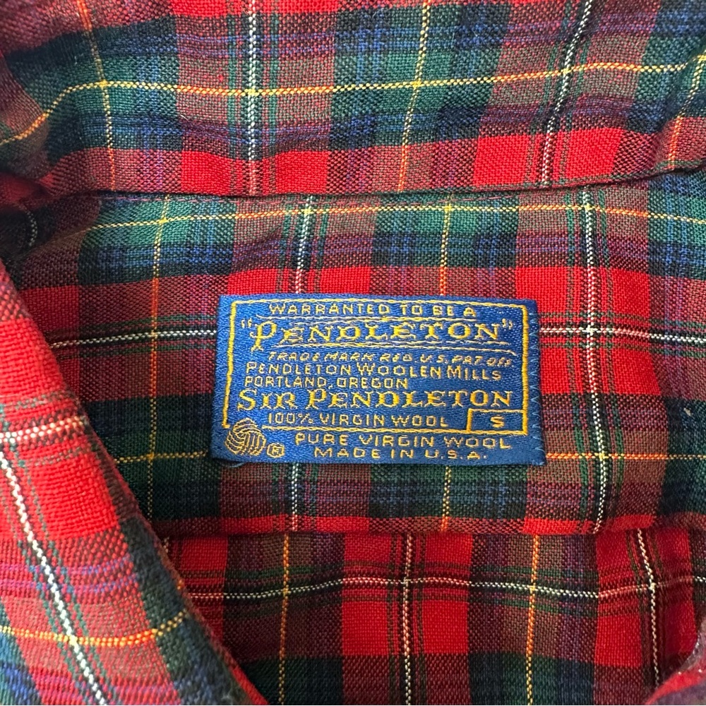 Pendleton Men's Red and Green Plaid Wool Shirt